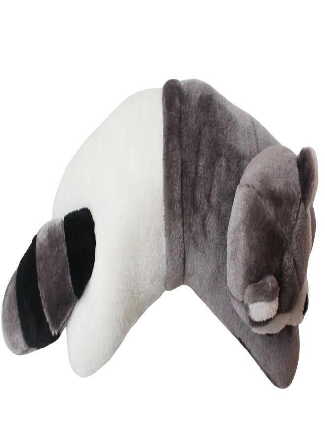 تيكلز وسادة داعمة ناعمة محشوة على شكل حيوان الراكون للأطفال، هدية عيد ميلاد للأولاد والبنات (الحجم: 40 سم، اللون: رمادي وأبيض) - Image 3